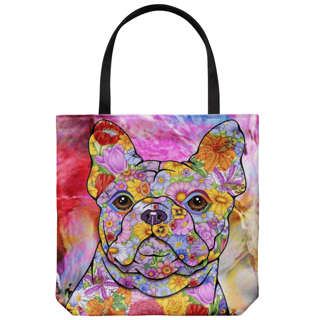FABULOUS FLOWER FRENCH BULLDOG CANVAS TOTE - NEW BIGGER SIZE