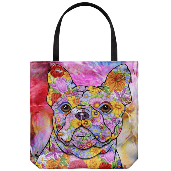 FABULOUS FLOWER FRENCH BULLDOG CANVAS TOTE - NEW BIGGER SIZE