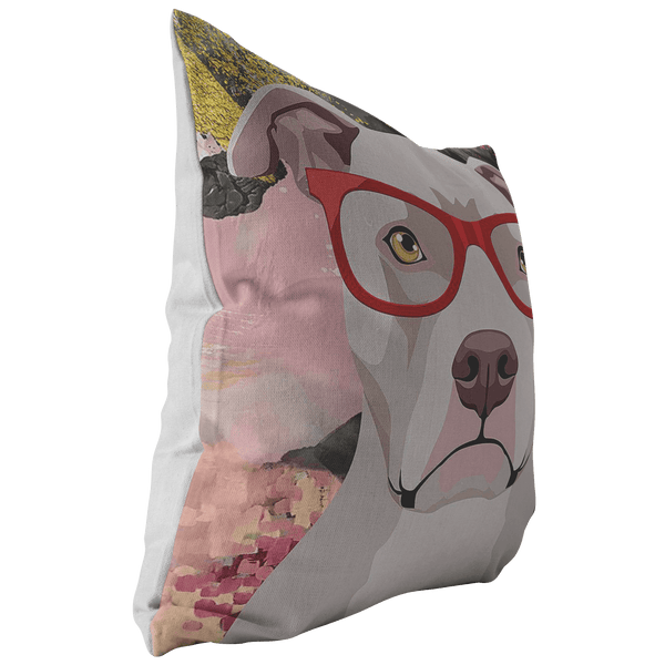 FREE SHIPPING: COOL HIPSTER PIT BULL THROW PILLOWS - 4 SIZES TO CHOOSE FROM IN STUFFED & SEWN, OR ZIP COVER ONLY, OR ZIP COVER & INSERT