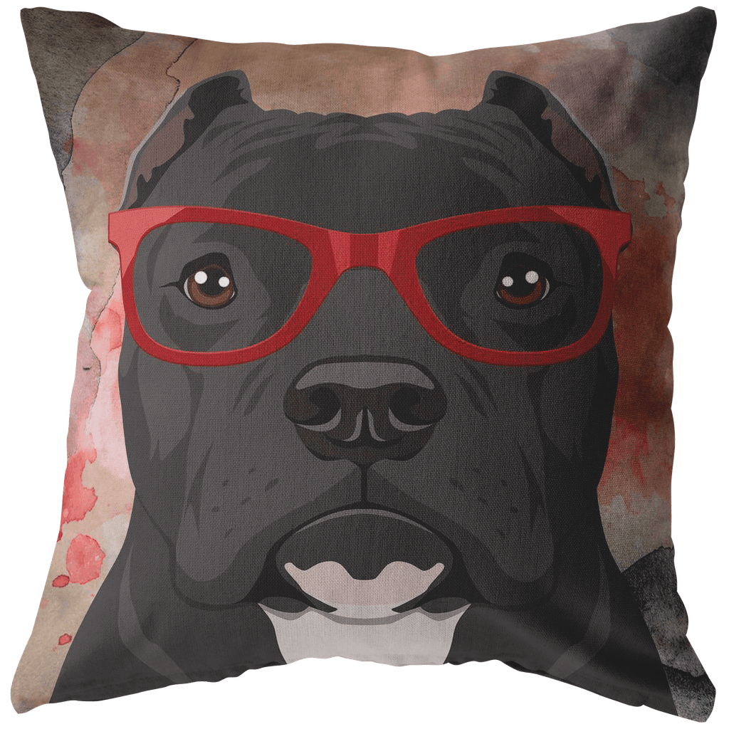 FREE SHIPPING: COOL CROPPED EAR HIPSTER PIT BULL THROW PILLOWS - 4 SIZES TO CHOOSE FROM IN STUFFED & SEWN, OR ZIP COVER ONLY, OR ZIP COVER & INSERT