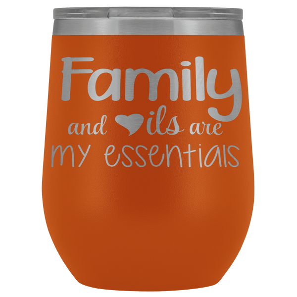 FAMILY & OILS WINE STAINLESS STEEL VACUUM WINE TUMBLER - 12 COLORS TO CHOOSE FROM