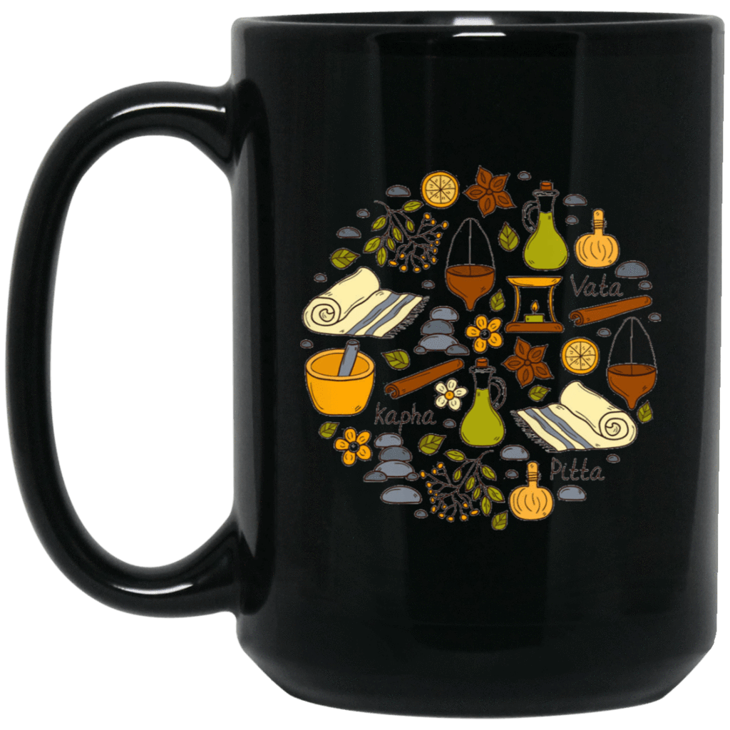 AYURVEDIC Black Mug - BIG 15 oz. size