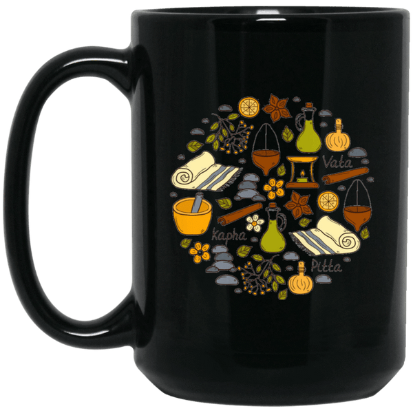 AYURVEDIC Black Mug - BIG 15 oz. size