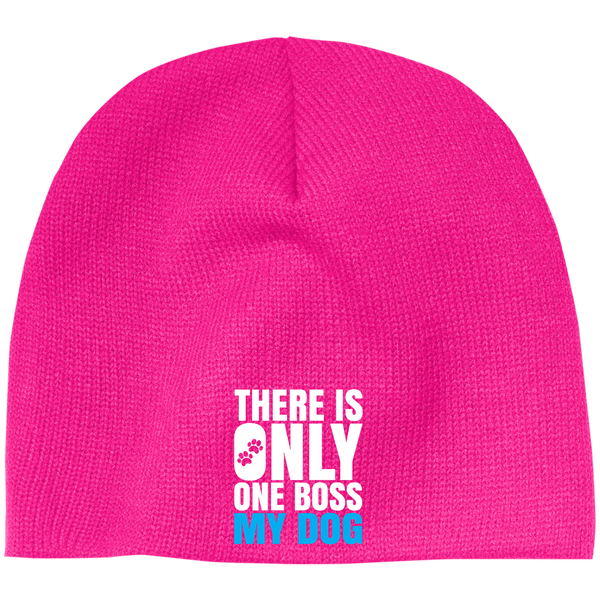 DOG IS BOSS 100% Acrylic Beanie-  EMBROIDERED Design