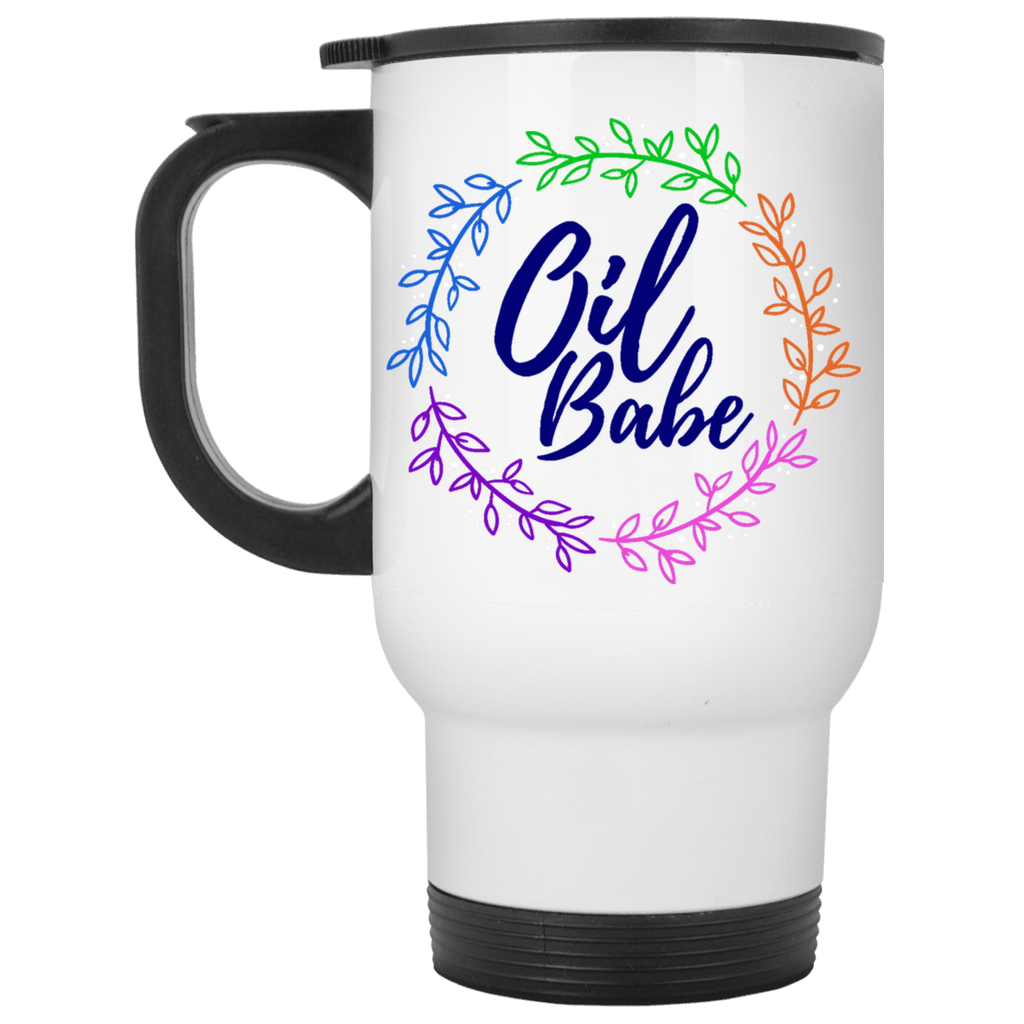 OIL BABE White Stainless Steel Travel Mug -14 oz.