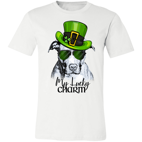 COOL LUCKY CHARM PIT BULL BELLA WHITE CANVAS TEES - SIZES TO 4XL