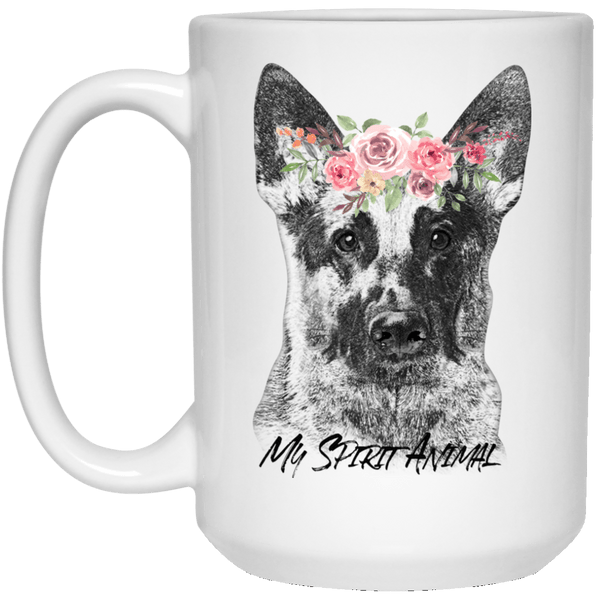 BEAUTIFUL GERMAN SHEPHERD SPIRIT ANIMAL WHITE MUG - BIG 15 oz. size