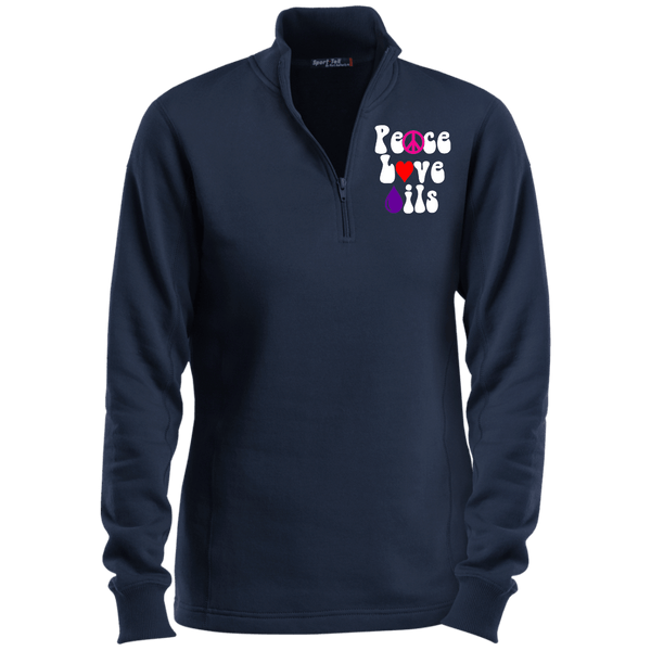 EMBROIDERED PEACE LOVE OILS Sport-Tek Ladies' 1/4 Zip Sweatshirt- 5 Colors to Choose From