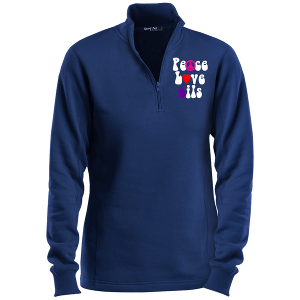 EMBROIDERED PEACE LOVE OILS Sport-Tek Ladies' 1/4 Zip Sweatshirt- 5 Colors to Choose From