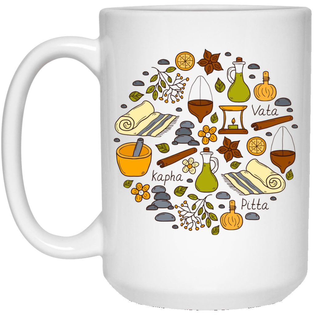 AYURVEDIC White Mug - BIG 15 oz. size