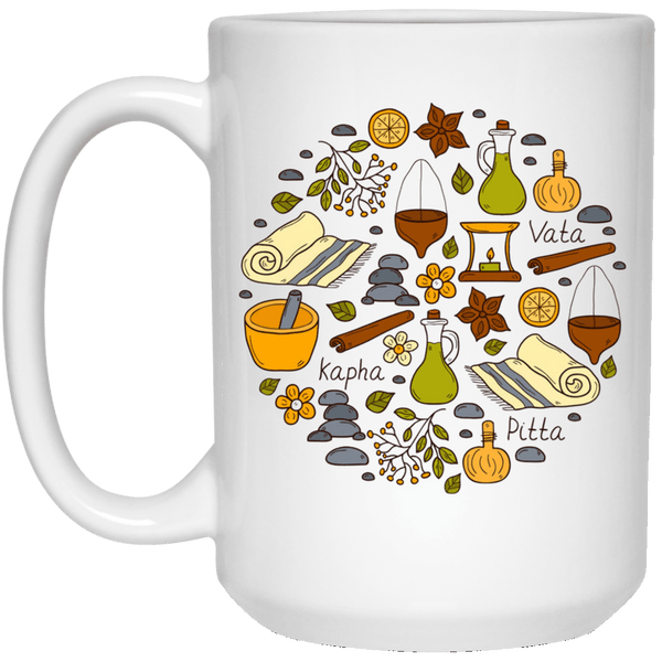 AYURVEDIC White Mug - BIG 15 oz. size