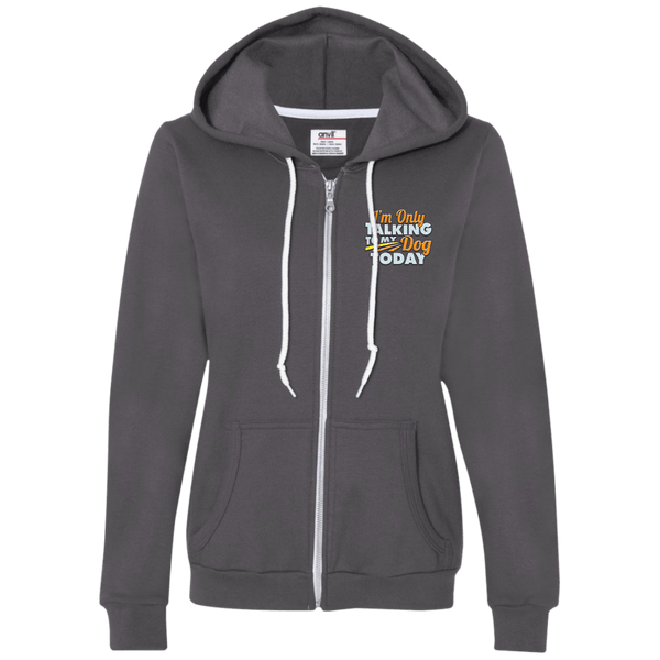 TALK TO MY DOG Ladies Full-Zip Hooded Fleece - EMBROIDERED Design