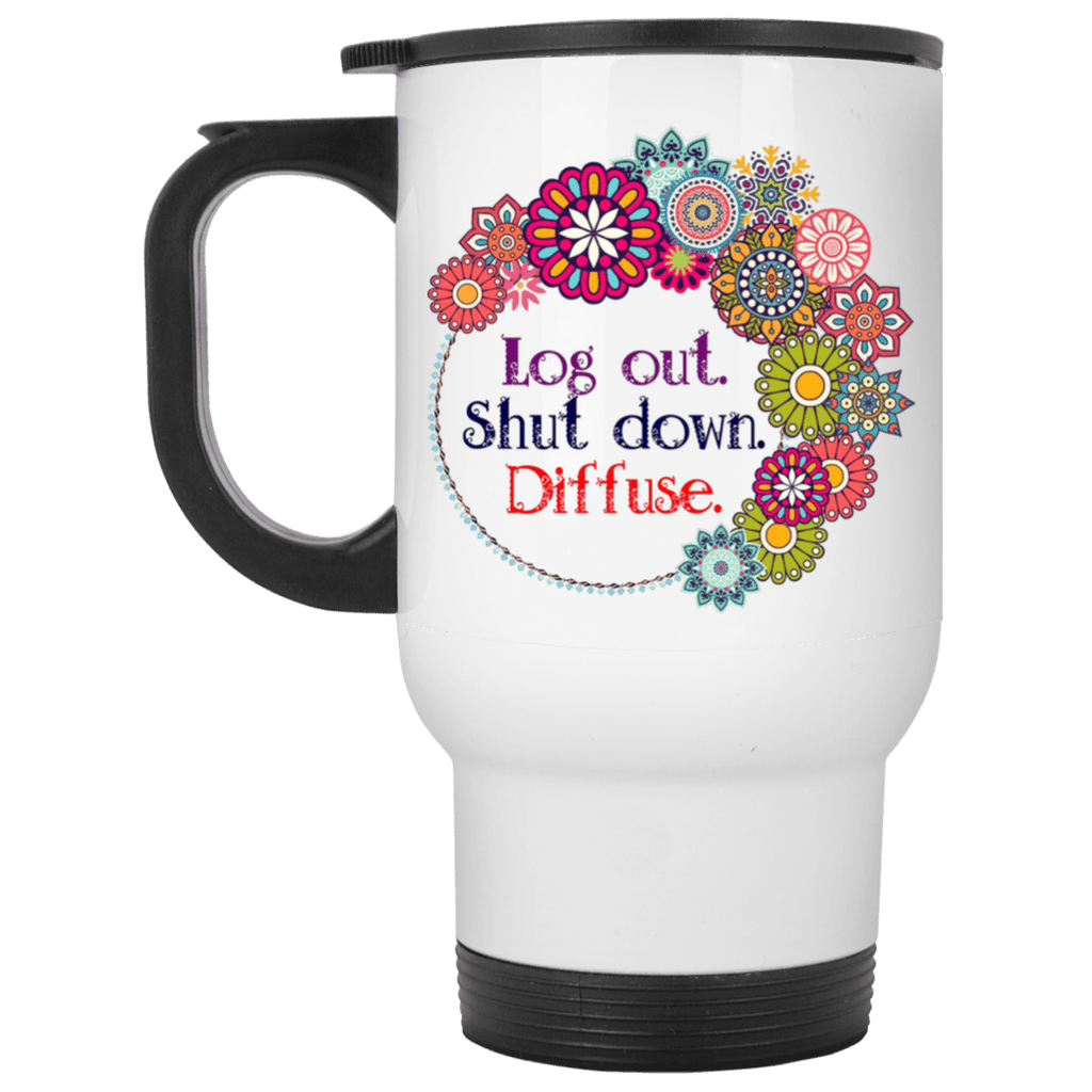 DIFFUSE White Stainless Steel Travel Mug - 14 oz.