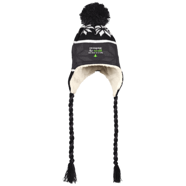 EMBROIDERED ONE DROP Holloway Hat with Ear Flaps and Braids