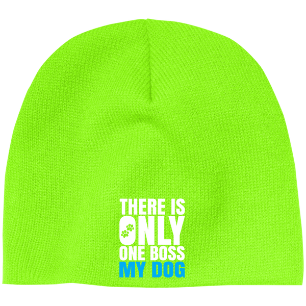 DOG IS BOSS 100% Acrylic Beanie-  EMBROIDERED Design