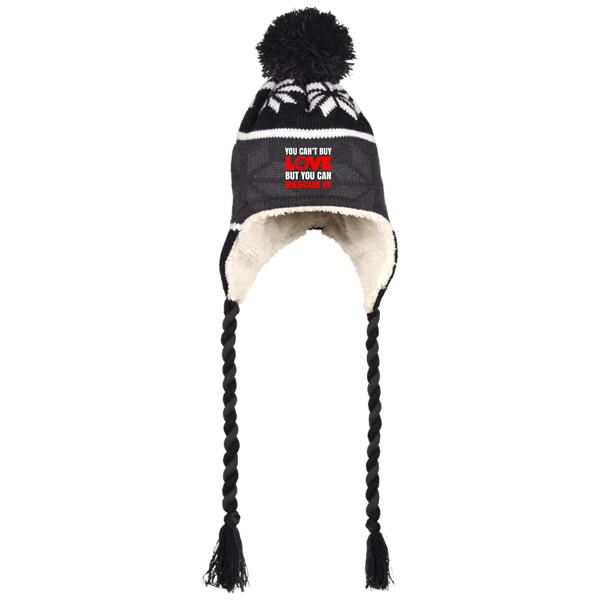 RESCUE Holloway Hat with Ear Flaps and Braids - EMBROIDERED Design