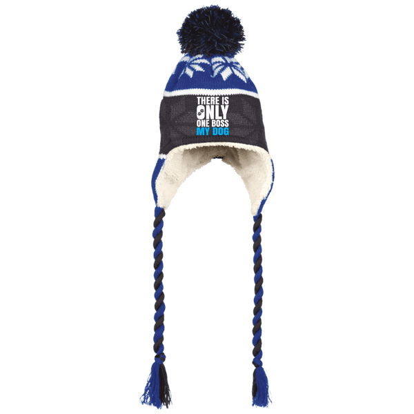DOG IS BOSS Holloway Hat with Ear Flaps and Braids - EMBROIDERED Design