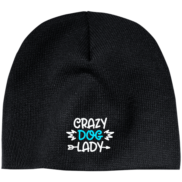 CRAZY DOG LADY BE 100% Acrylic Beanie - EMBROIDERED Design