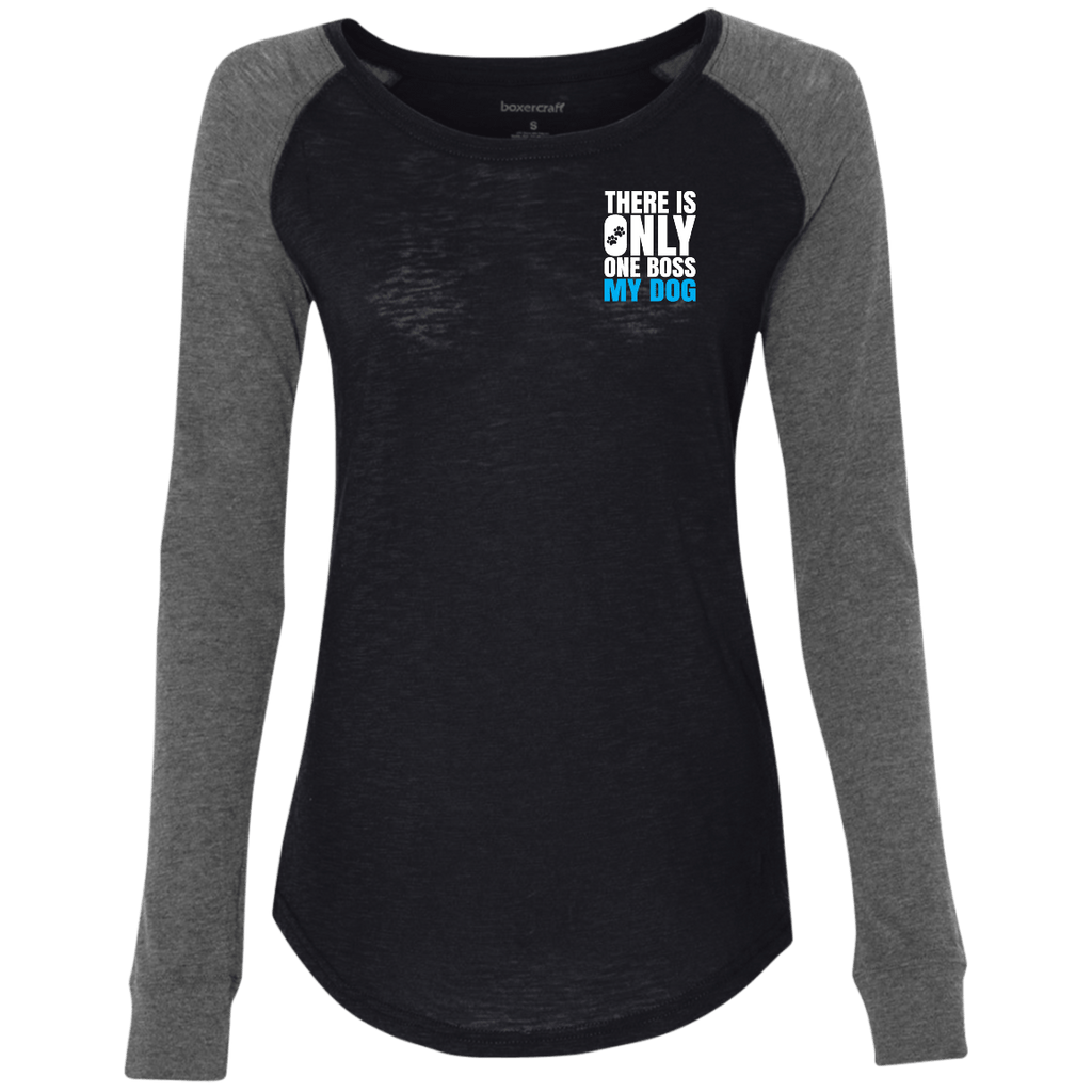 DOG IS BOSS Women's Preppy Patch Slub T-Shirt - EMBROIDERED Design