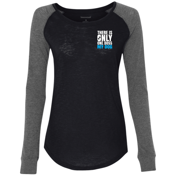 DOG IS BOSS Women's Preppy Patch Slub T-Shirt - EMBROIDERED Design