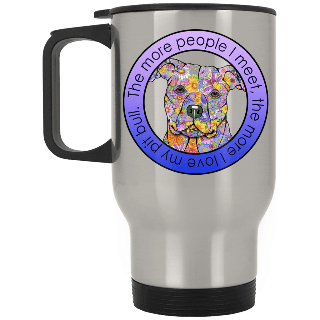 LOVE MY PIT BULL Silver Stainless Travel Mug