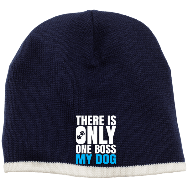 DOG IS BOSS 100% Acrylic Beanie-  EMBROIDERED Design