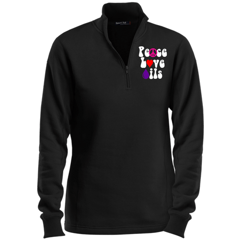 EMBROIDERED PEACE LOVE OILS Sport-Tek Ladies' 1/4 Zip Sweatshirt- 5 Colors to Choose From