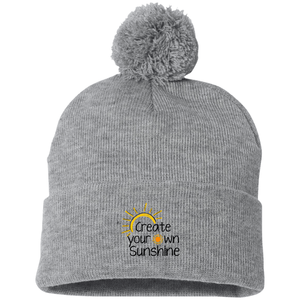 EMBROIDERED SUNSHINE Sportsman Pom Pom Knit Cap