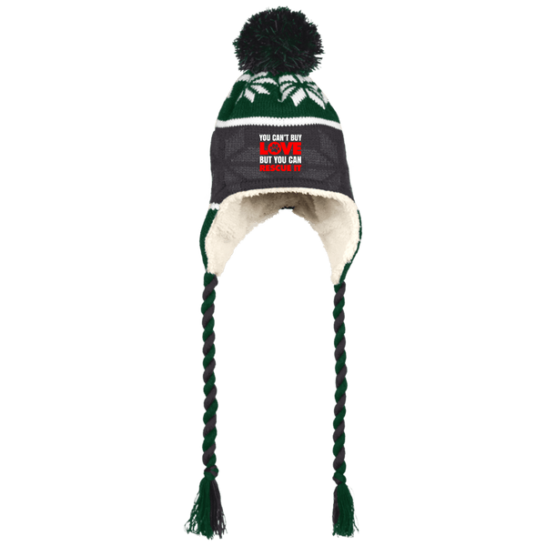 RESCUE Holloway Hat with Ear Flaps and Braids - EMBROIDERED Design