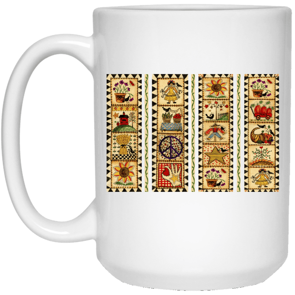 FOLK ART White Mug - BIG 15 oz. size