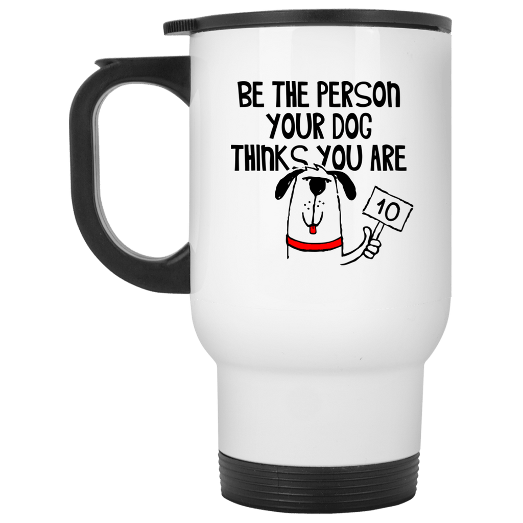BE THE PERSON Stainless Steel White Travel Mug - 14 oz.