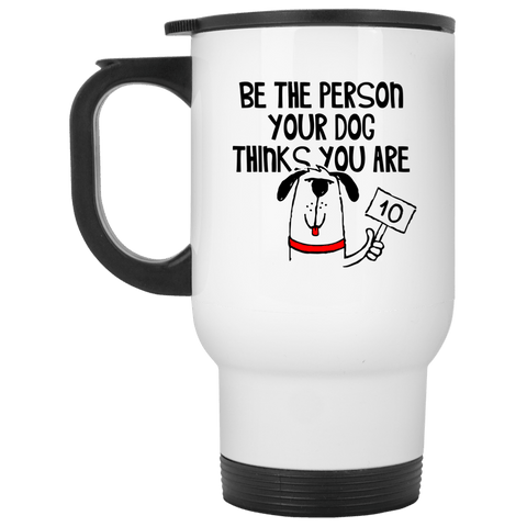 BE THE PERSON Stainless Steel White Travel Mug - 14 oz.