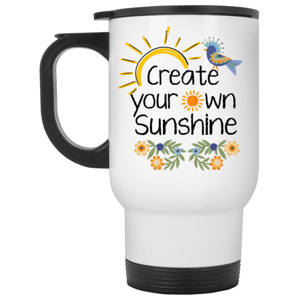 SUNSHINE White Stainless Steel Travel Mug - 14 oz.
