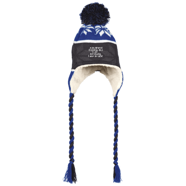 EMBROIDERED ESSENTIAL OILS Holloway Hat with Ear Flaps and Braids