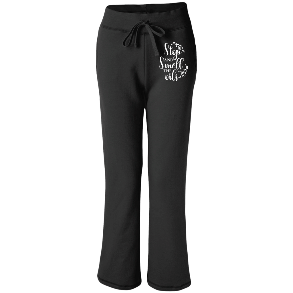 EMBROIDERED SMELL THE OILS Women's Open Bottom Sweatpants with Pockets - 4 Colors to Choose From
