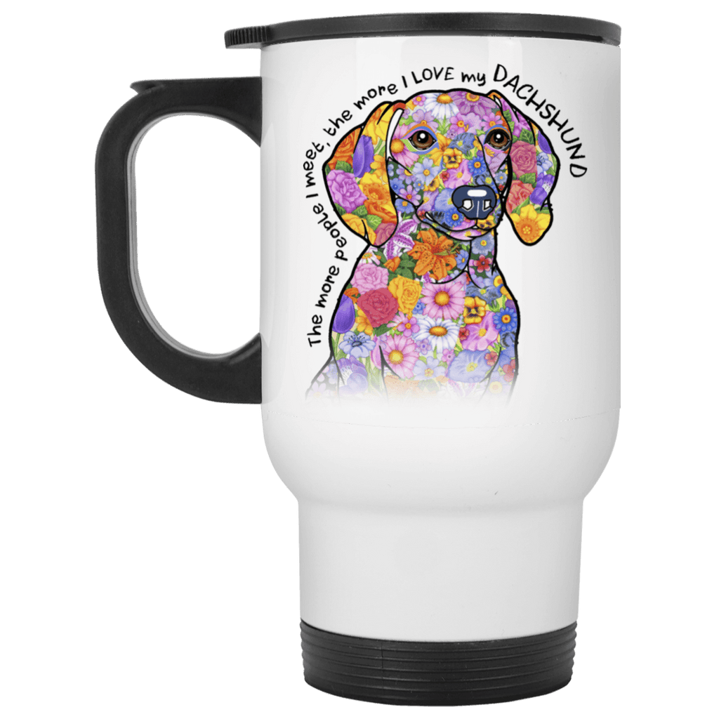 LOVE MY DACHSHUND Stainless Steel White Travel Mug - 14 oz.