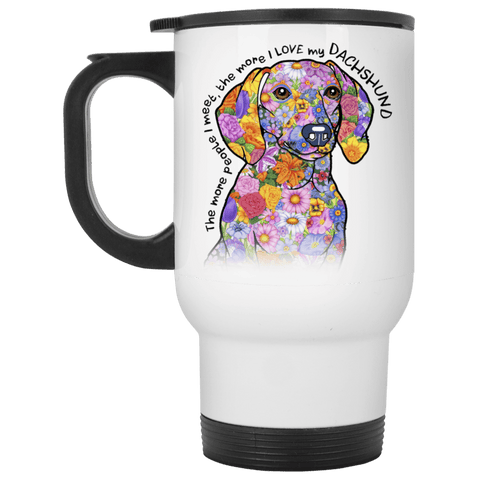 LOVE MY DACHSHUND Stainless Steel White Travel Mug - 14 oz.