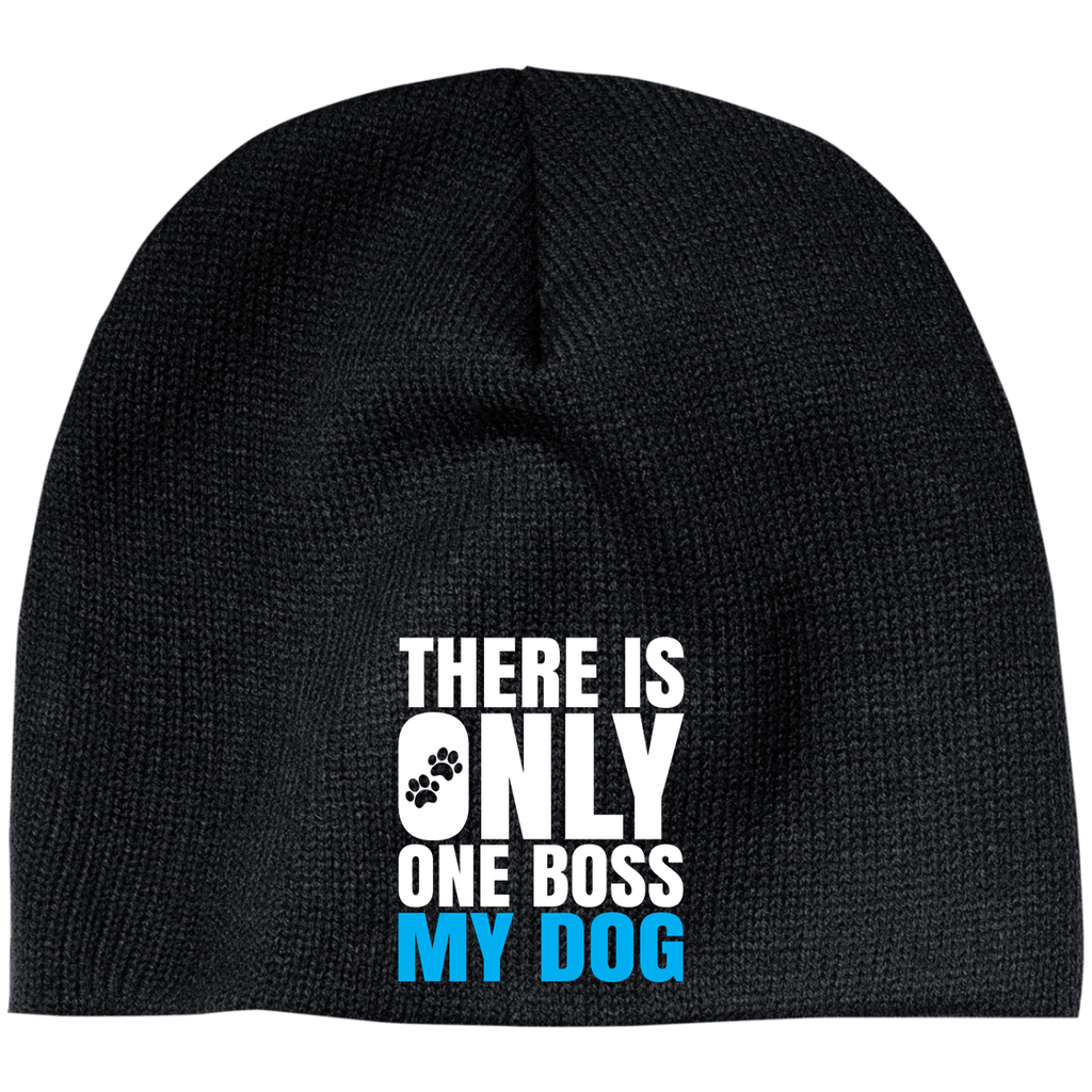 DOG IS BOSS 100% Acrylic Beanie-  EMBROIDERED Design