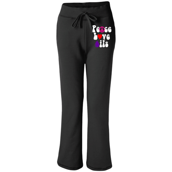 EMBROIDERED PEACE LOVE OILS Gildan Women's Open Bottom Sweatpants with Pockets