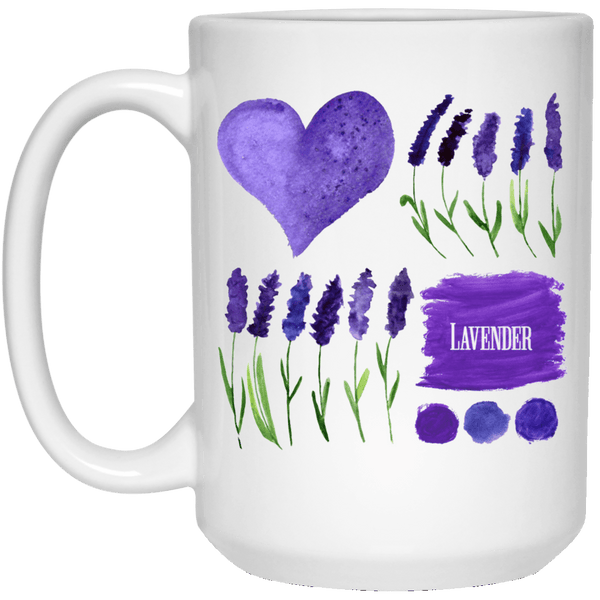 LAVENDER White Mug - BIG 15 oz. size