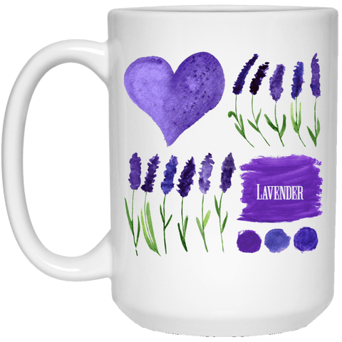 LAVENDER White Mug - BIG 15 oz. size