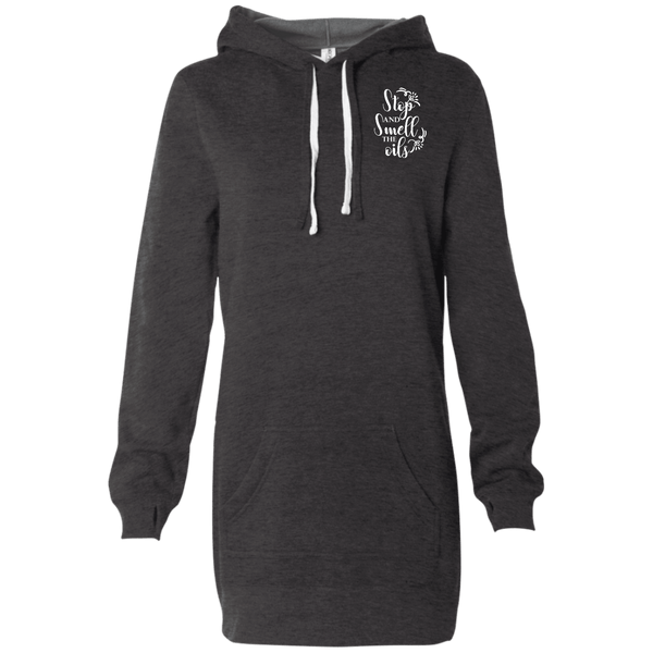 EMBROIDERED SMELL THE OILS Women's Hooded Pullover Dress - 2 Colors to Choose From