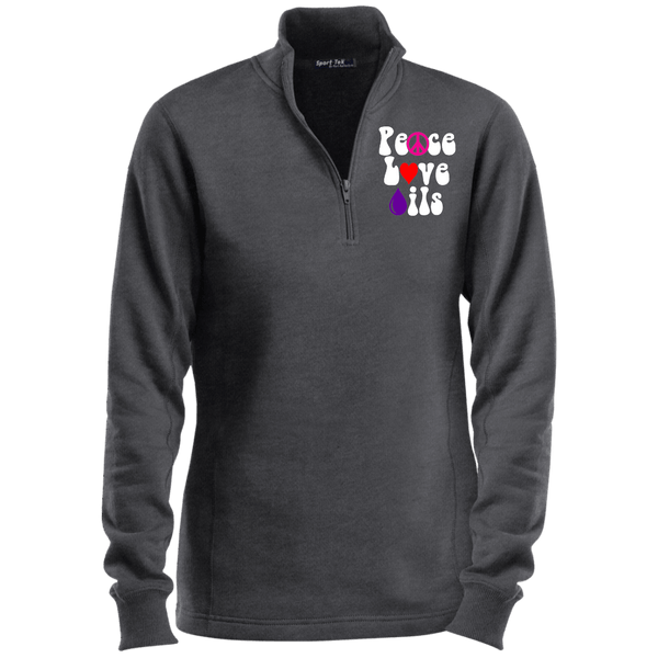 EMBROIDERED PEACE LOVE OILS Sport-Tek Ladies' 1/4 Zip Sweatshirt- 5 Colors to Choose From