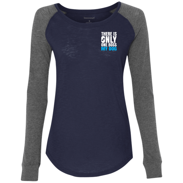 DOG IS BOSS Women's Preppy Patch Slub T-Shirt - EMBROIDERED Design