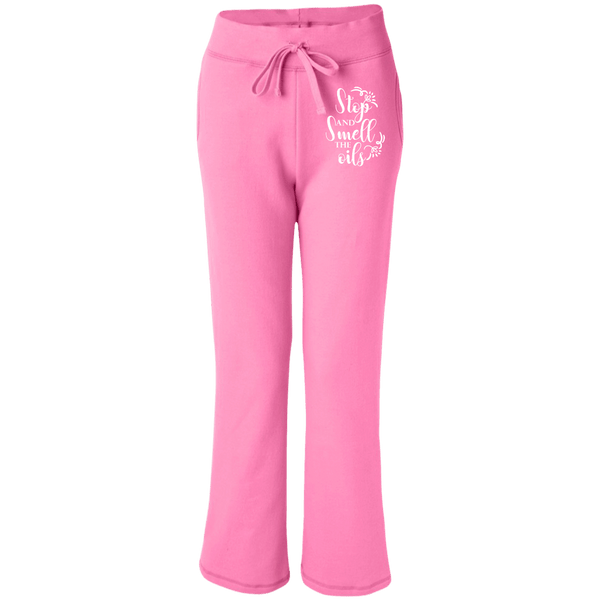 EMBROIDERED SMELL THE OILS Women's Open Bottom Sweatpants with Pockets - 4 Colors to Choose From