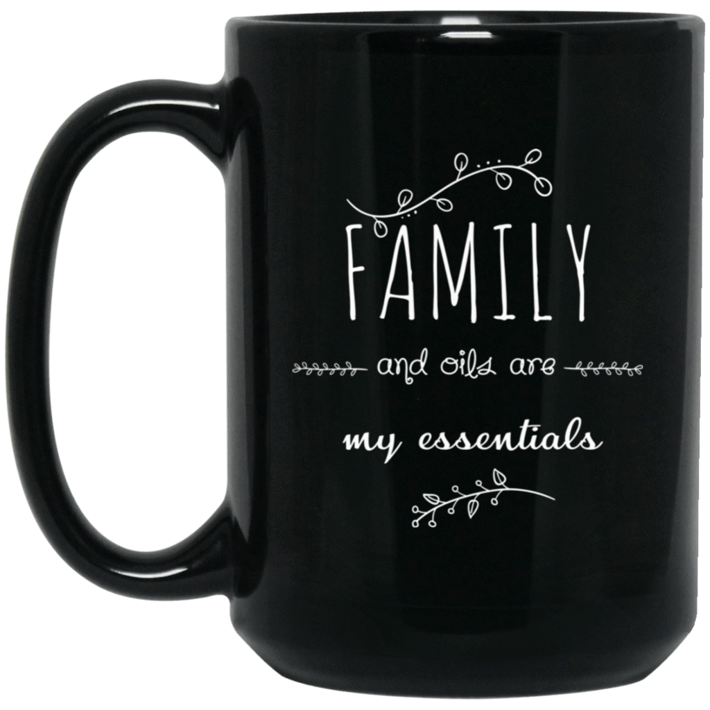 FAMILY & OILS Black Mug - BIG 15 oz. size