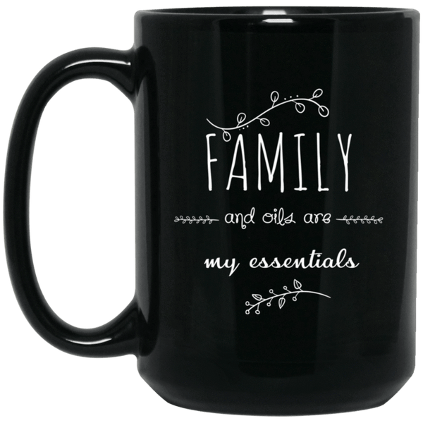 FAMILY & OILS Black Mug - BIG 15 oz. size