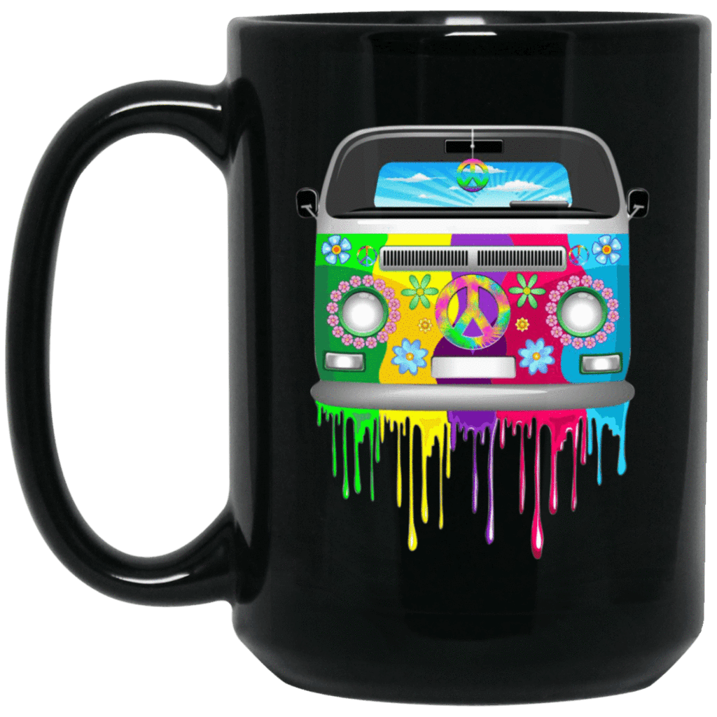 HIPPIE VAN Black Mug - BIG 15 oz. size