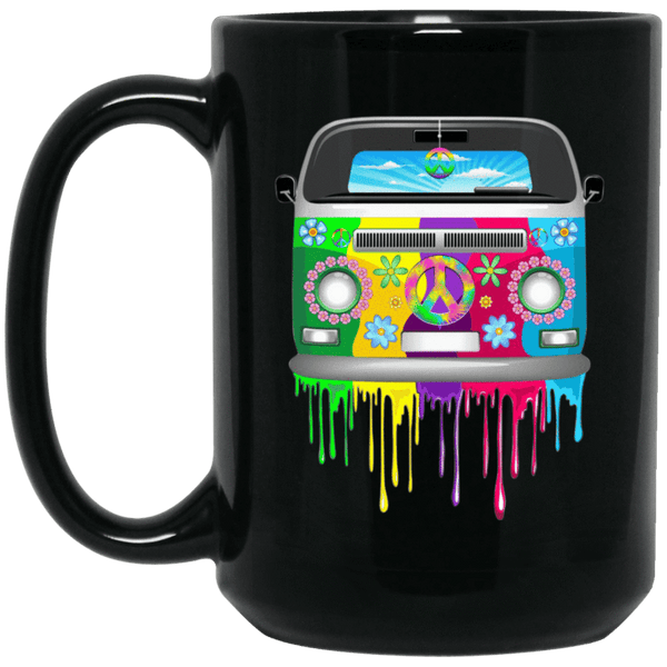 HIPPIE VAN Black Mug - BIG 15 oz. size