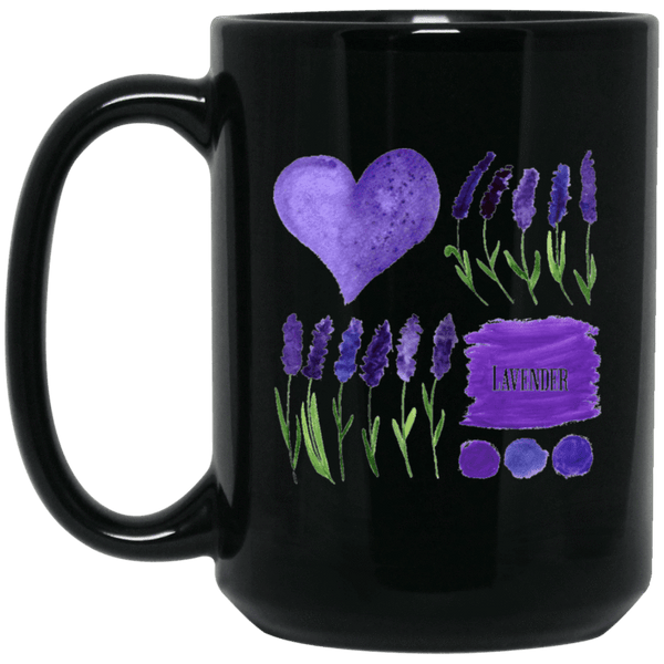 LAVENDER Black Mug - BIG 15 oz. size